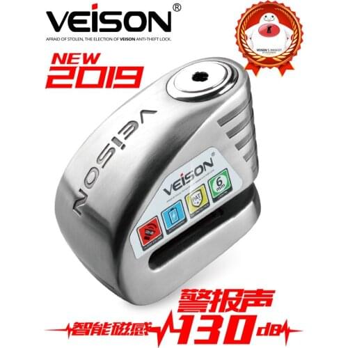VEISON Motorcycle Waterproof Alarm 130dB Anti-theft Motorcycle Locks Bicycle Alarm Stainless Steel Disc Quad Bike Locks Padlock