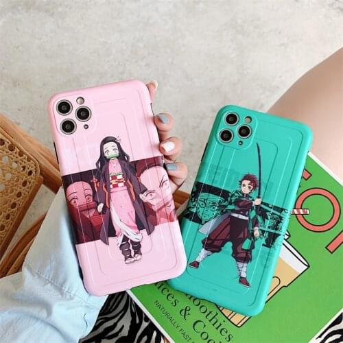 Cute Hot Japan Demon Slayer Case For Iphone 11 12 Pro 7 8 Plus X XR XS Max Phone Cases Anime Kimetsu No Yaiba Soft Cover Coque