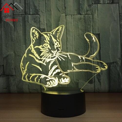 Night Light 7 Color Changing Led Kids Bedside Sasuke Modelling Cat Lighting Fixtures 3D Visual Anime USB Charging Desk Lamp