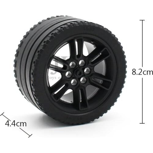 Technic Wheel 62.3mm D. x 42mm Technic Racing Large with Black Tire 81.6 x 44 ZR Technic Straight Tread (23800 / 23799) 911