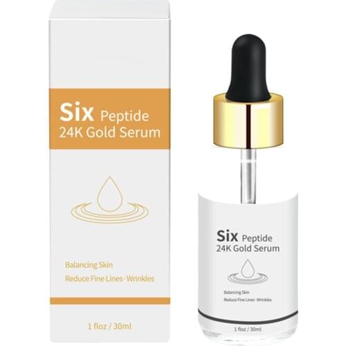 Six Peptides 24K Gold Leaf Original Solution Essence Repair Essence Moisturizing Whitening Lifting Face Skin Care Repair Serum