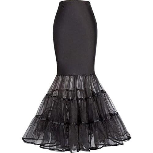 Womens 3 Layer Mermaid Petticoat Fishtail Underskirt Hoopless Crinoline Floor Length Trumpet Slips for Wedding Bridal Dress