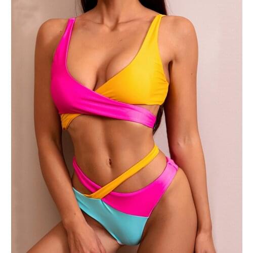 Women Bikini 2021 mujer Padded Push-up Bra Bikini Set Trikini cross Leopard Print Swimsuit Bathing Suit Women Swimwear Beachwear