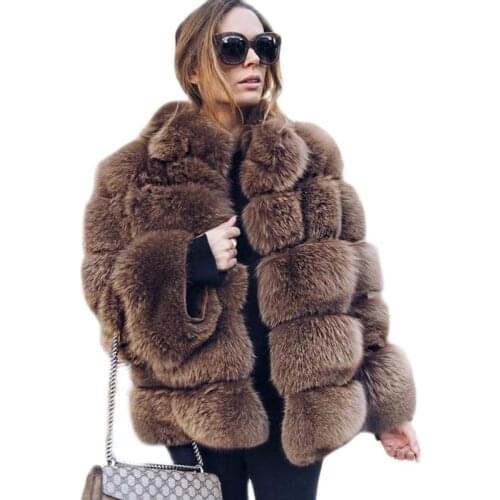 2021 New Winter Warm Coat Women Faux Fox Fur Coat Plus Size Women Long Sleeve Faux Fur Jacket Womens Plus Size XXXL 4XL Fashions