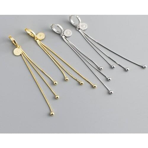 1Pair Unusual 925 Sterling Silver Pendant Earrings for Women 2021 Trend Jewelry Piercing Tassel Pendant Earrings for Teens