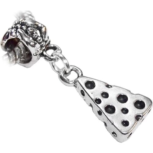 100pcs Zinc Alloy Cheese Wedge Food Snack Pendants Charms for European Bracelet 29 mm x 10 mm A12323