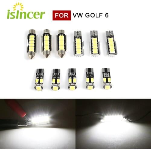 11PCS White Canbus LED Interior Light for VW Golf 6 for the floor make-up trunk reading lights