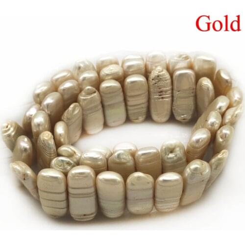 16 inches 12x20mm Gold Natural Flat Rectangle Coin Pearl Loose Strand
