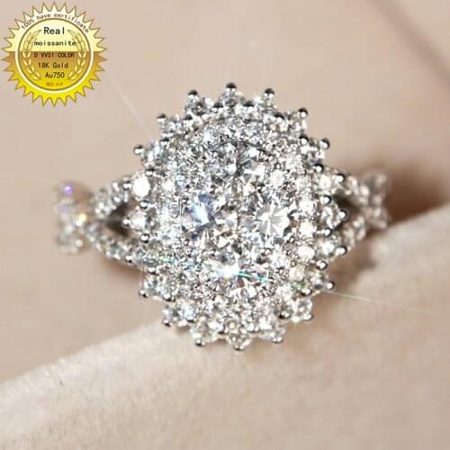 18K goldr ring D VVS moissanite ring Engagement&Wedding Jewellery with certificate 025