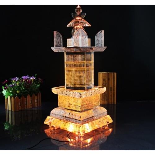 35CM Large Asia Buddhism Sarita stupa Pagoda HOME Sutra Shurangama Mantra talisman buddha dagoba tower crystal pagoda statue