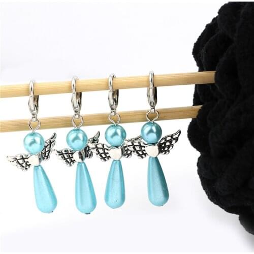5pcs Acrylic Angel Knitting Stitch Markers For Knitting Tools Zinc Alloy Crochet Locking Stitch Lock Knit Accessories 3.8x2.2cm