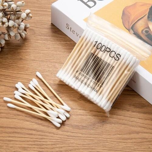 50/150 Pcs Double Head Disposable Soft Wood Cotton Swabs Nose Ears Cleaning Lightweight Convenient For Beauty Makeup Remover