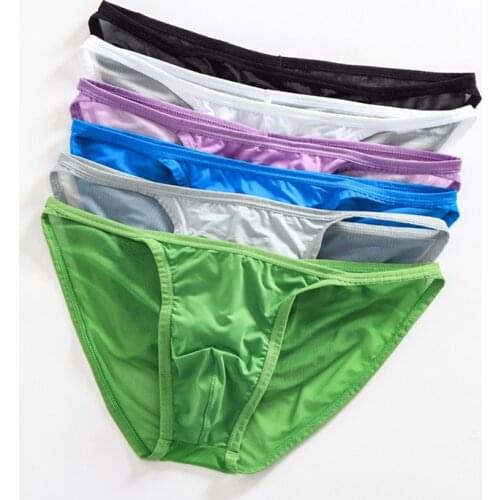6PCS/Lots Sexy Men Briefs Jockstrap Mesh Transparent Cotton Underwear Cuecas Breathable Panties Calconcillos Hombre Tanga Bikini