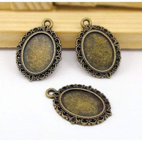 70pcs--Antique Bronze Oval Cameo Cabochon Base Setting, inner 14x10mm