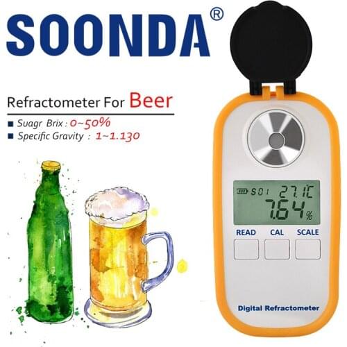Auto 2-in-1 Digital Refractometer For Beer Wort Wine Brewing 0~50% Brix Homebrew Wort Hydrometer Specific Gravity 1~1.13 SG Test