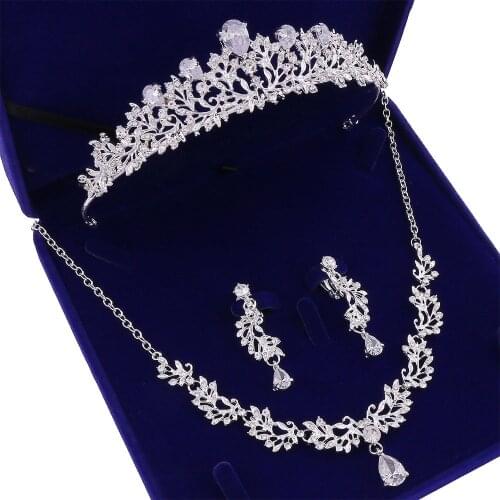 Baroque Bridal Jewelry Sets Women Rhinestone Tiaras Crown Necklace Set Crystal Earrings For Bride Party Wedding Hair Accessories