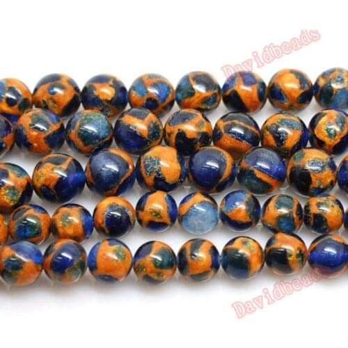 Factory price Natural Blue gold colored stone Loose Nepal Beads 16" Strand 6 8 10MM Pick Size For Jewelry Making