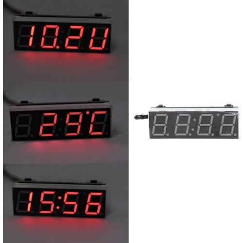 Digital Car LED Electronic Clock Time Temperature Voltage 3 in 1 Meter 12V 5-20V