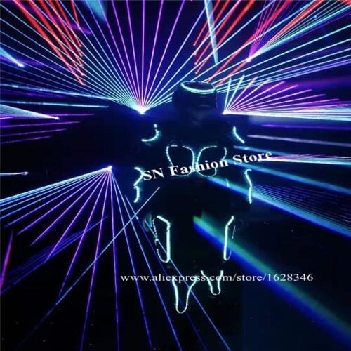 KJ001 With mask RGB Colorful Mens Luminous led costume DJ light clothe glowing ballroom dance robot suit stage show performance