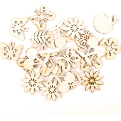 Flower Butterfly Wooden Pattern Scrapbooking Painting Collection Craft Handmade Accessory Home Decorate DIY 29-34mm 10pcs