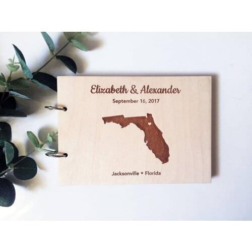 Rustic album laser engraved,Custom wood wedding guest book,states and countries guest book,Travel Wedding guest book Love Map