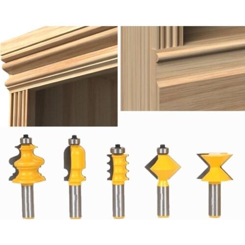 5PCS/SET Woodworking Tools Router Bit Table Edge Bit CNC Door Knife Wood Processing 1/2 SHK - HUHAO