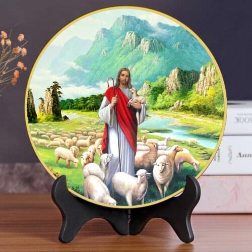 Picture of Jesus Shepherd, Christian oil painting desktop living room wine cabinet TV cabinet partition ornaments
