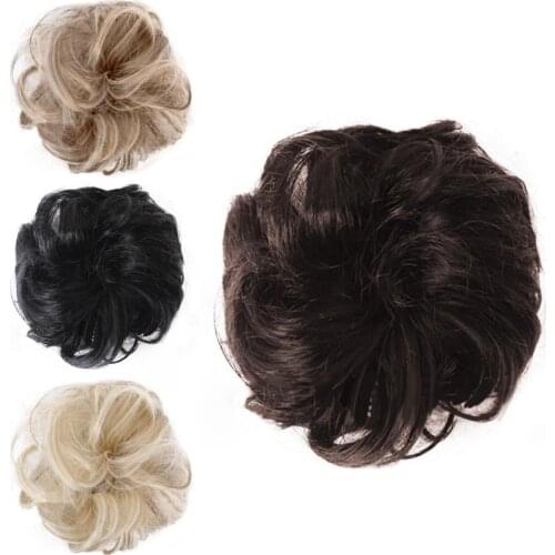 Women Hair Bun Extension Wavy Curly Messy Wig Wedding Bride Chignon Hairpiece