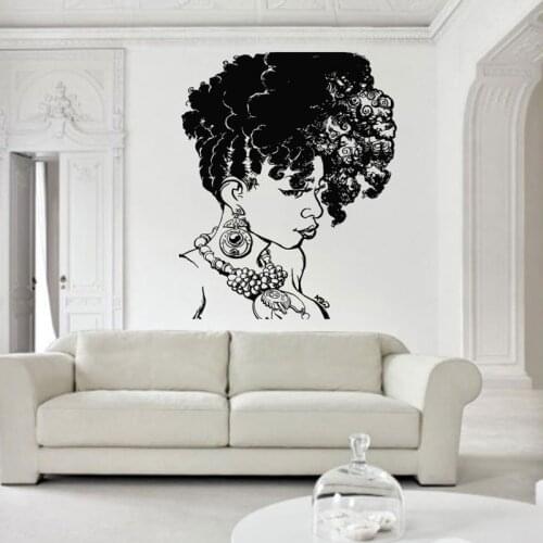 African Women Wall Decal African Wild Pride Beasuty Salon Home Interior Design Art Mask Girl Tattoo Dancing Hair SL32