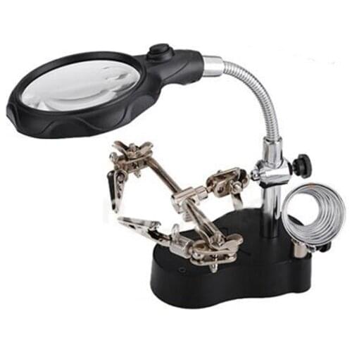 New LED Loupe 3.5X Magnifier Pince Etau Bras Troisieme Main Support Soudure Soudage