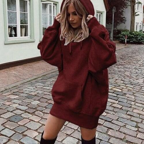 Autumn Sport Hoodies Fashion Ladies Skateboard Long Hooded Sweatshirts Solid Color Casual Loose Pullover For Women