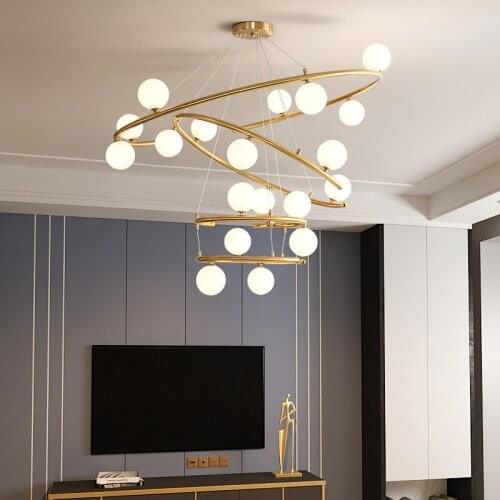 Simple Stairs Chandelier Villa Hotel Hall Large Chandelier Dining Room Long Hanging Lamp Creative Hall Modern Chandeliers