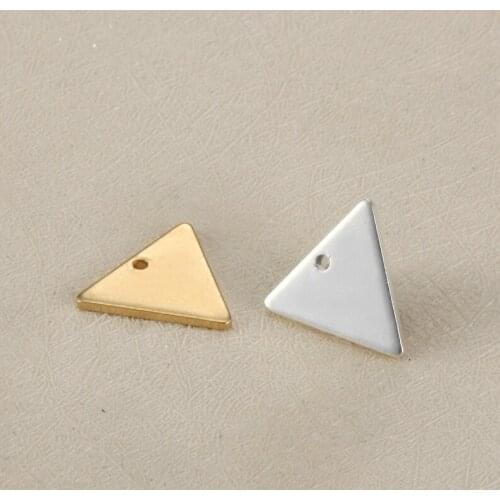 20pcs/lot 12*13mm Stainless steel Blank natural steel color triangle crafts supplies Laser-marking DIY accessories charm