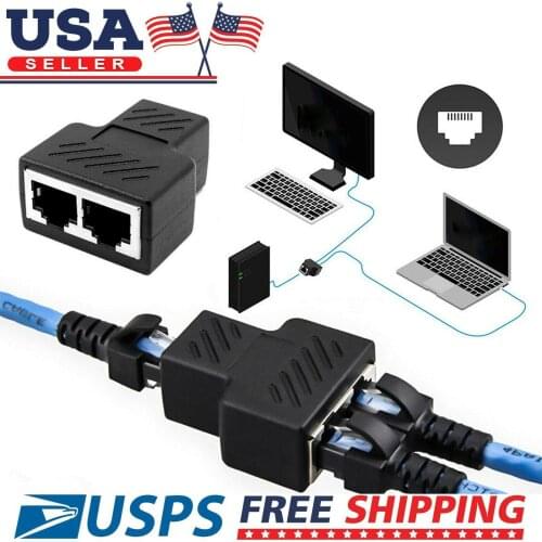 RJ45 CAT5 6 Splitter Connector Extender Plug Adapter Jack Socket 1To 2 LAN Ethernet Network Cable For Laptop Docking Stations