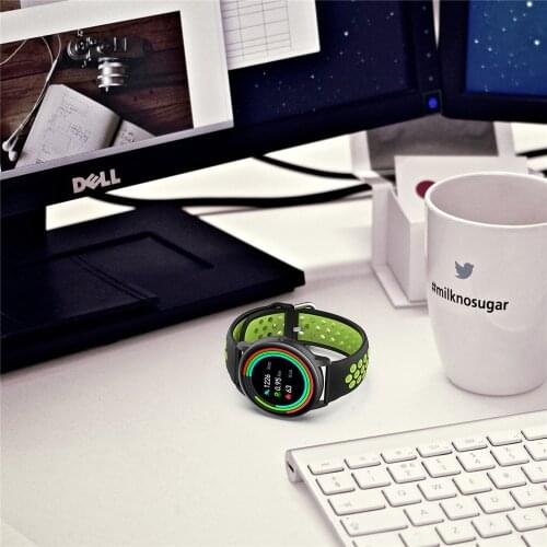 Soft Silicone Watch Strap Replacement 22MM Double-color Watchband Bracelet for YAMAY SW022/Imilab KW66 /Haylou RT LS05S Watch