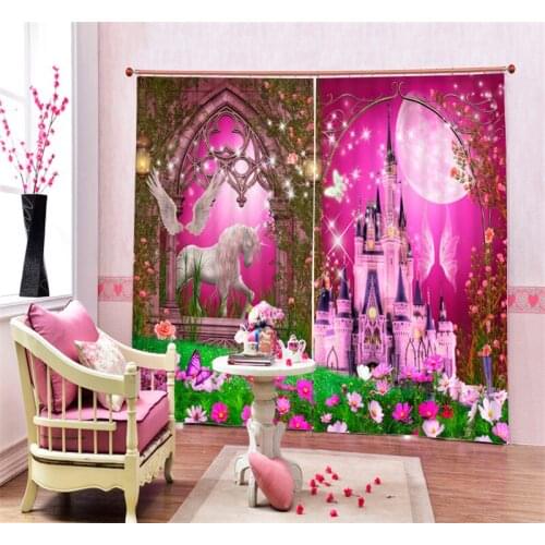 Beautiful castle Luxury Blackout 3D Curtains For Living room Bedding room Office Drapes Cotinas para sala