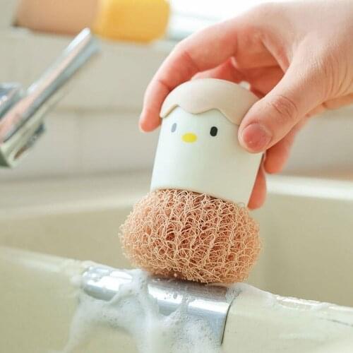 Cute Cartoon Eggshell Cleaning Brush With Base Multi-purpose Kitchen Supplies for Cooktop Tile Sink Pan Cleaning TS2