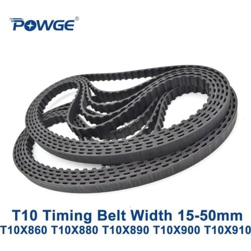 POWGE T10 Synchronous timing belt C=860/880/890/900/910 Width 15/20/25/30/40/50mm Rubber T10X860 T10X880 T10X890 T10X900 T10X910