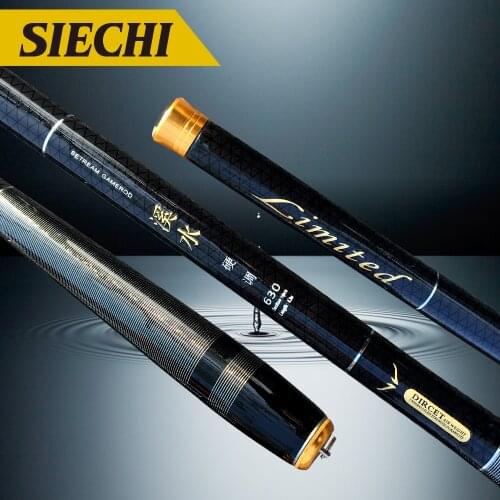 SIECHI Fishing Rod 3.6-7.2M 2/8 Power Hard Carbon Fiber Telescopic Fishing Rods for Stream Carp Fishing