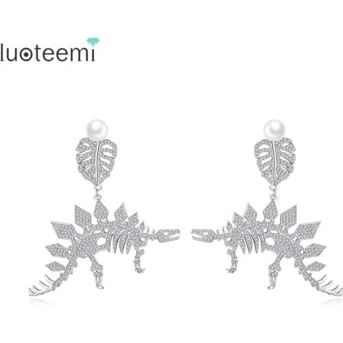 LUOTEEMI Drop Earrings for Women Dinosaur Animals Earring Cubic Zircon Fashion Jewellery Dating Party Christmas Gifts Bijoux