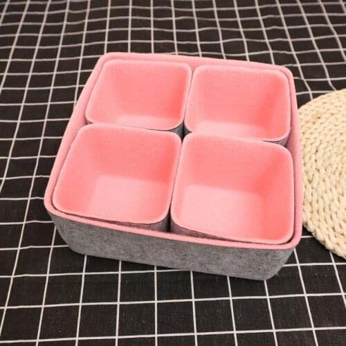 Felt Storage Boxes 5 In 1 Folding Detachable Desktop Drawer Organizer Set For School Home Office Closet Cabinet