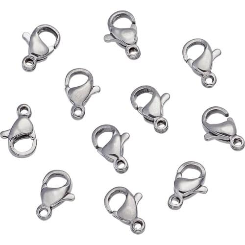 200pcs 304 Stainless Steel Lobster Claw Clasps for jewelry DIY making supplies accessories, Stainless Steel Color F60