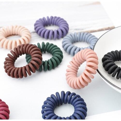 5PCS Lovely Colored Frosted Telephone Wire Elastic Hair Bands Girls Headwear Ponytail Holder Rubber Bands Women Hair Accessories