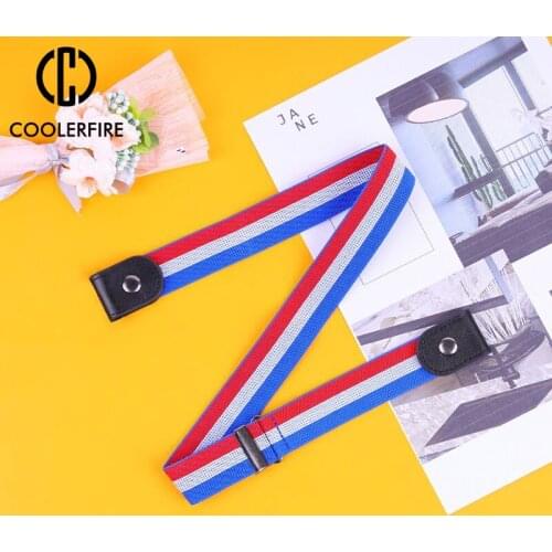 Women Belts Elastic Striped Flower Belts for Women Canvas Webbing High Quality Lazy Belt Casual Comfortable Strap HB024