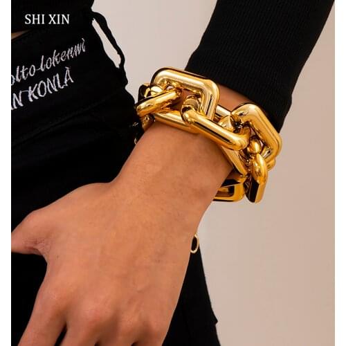 SHIXIN CCB Material Large Chunky Chain Bracelet for Women Hip Hop Big Thick Link Hand Chains Jewelry Trendy Egirl Bracelets 2021