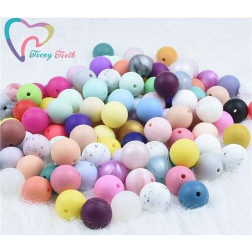 100 PCS 12 MM Silicone Baby Teething Loose Beads Food Grade Nursing Chewing Round Teether Silicone Beads Baby Teether