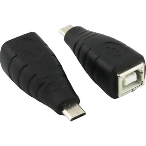 5x USB 2.0 Type B Printer Female Jack To Micro USB 5 Pin Male Plug M/F Adapter Convertor Straight Black