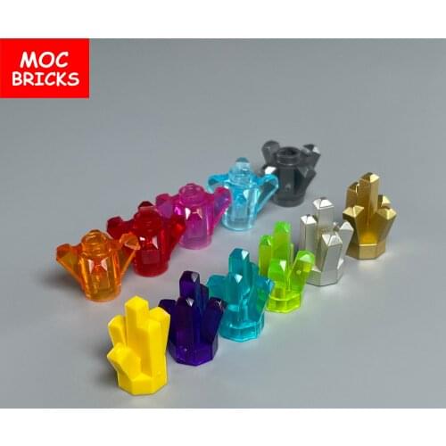 50pcs\lot MOC Bricks Clorful Rock 1x1 Crystal 5 Point fit with 52 Educational Building Blocks figures DIY Toy for kids Xmas Gift