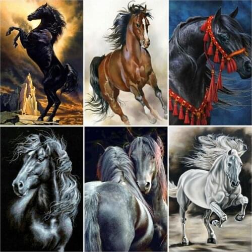 Full Square Diamond Mosaic Horse Pictures By Rhinestones DIY Diamond Painting Animals Cross Stitch Diamond Embroidery home decor