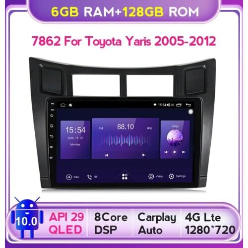 6G+128G 4G LTE DSP QLED Android 10 For Toyota Yaris XP90 2005 - 2012 Car Radio Multimedia Video Player Navigation GPS 2 din dvd